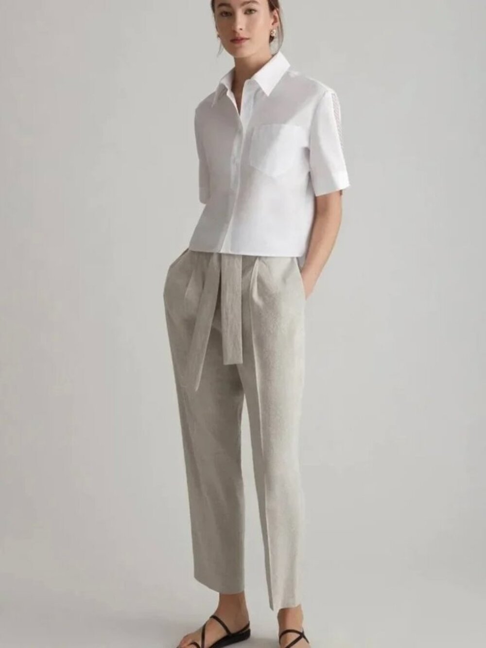 Judith & Charles Linen Blend Tailored Pants | Size 4